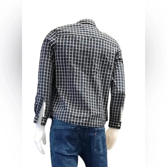 Roots Black White Plaid Long Sleeve Button Down Shirt Size Large - Picture 6 of 13